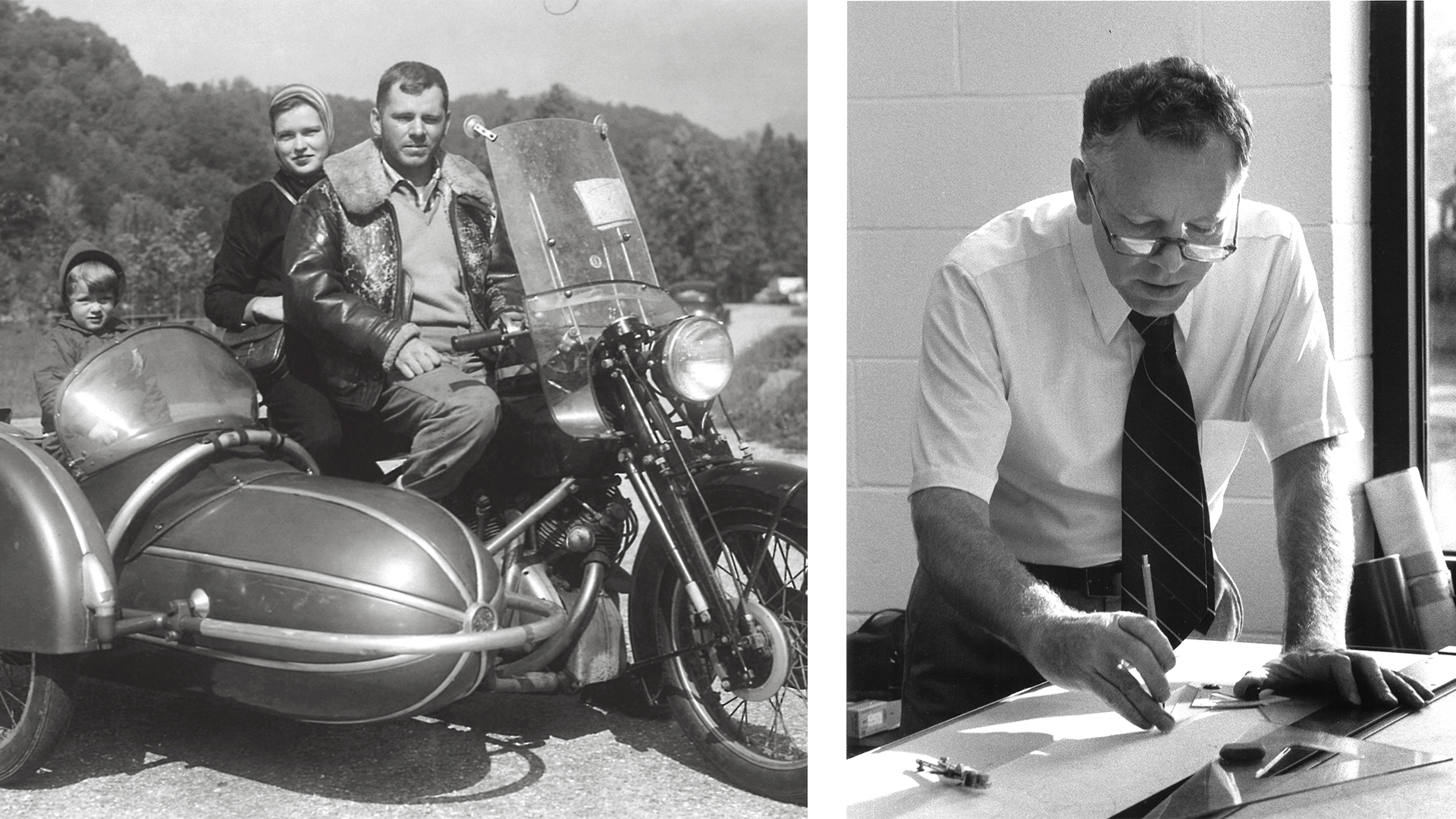Jim y Maureen Buchwald retratados en su motocicleta Vincent