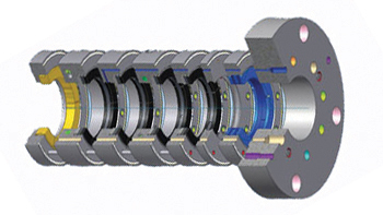 Rendering of a packing case with a portion cut away to reveal rings inside